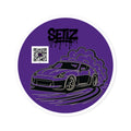 Car Enthusiast Round Stickers, Vivid Motorsport, Laptop Decals, Gift for Drivers, Custom Car Art, QR Code Style