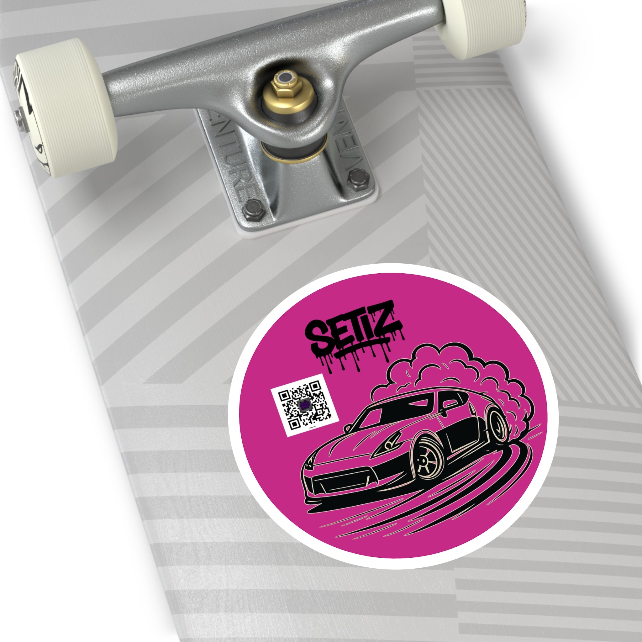 Car Enthusiast Round Stickers, Vivid Motorsport, Laptop Decals, Gift for Drivers, Custom Car Art, QR Code Style