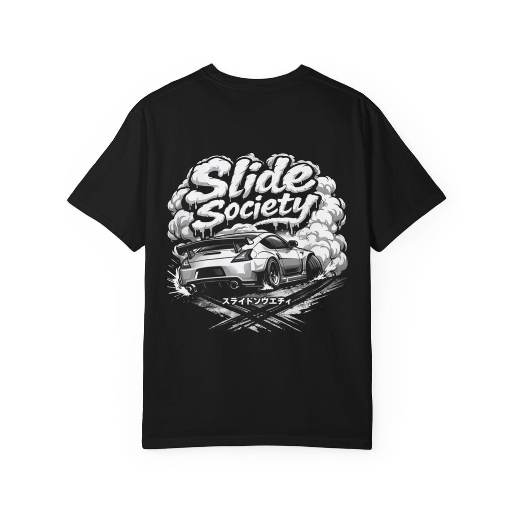 Slide Society Drift Car T-Shirt – Japanese Script Racing Graphic Tee | JDM Streetwear Shirt