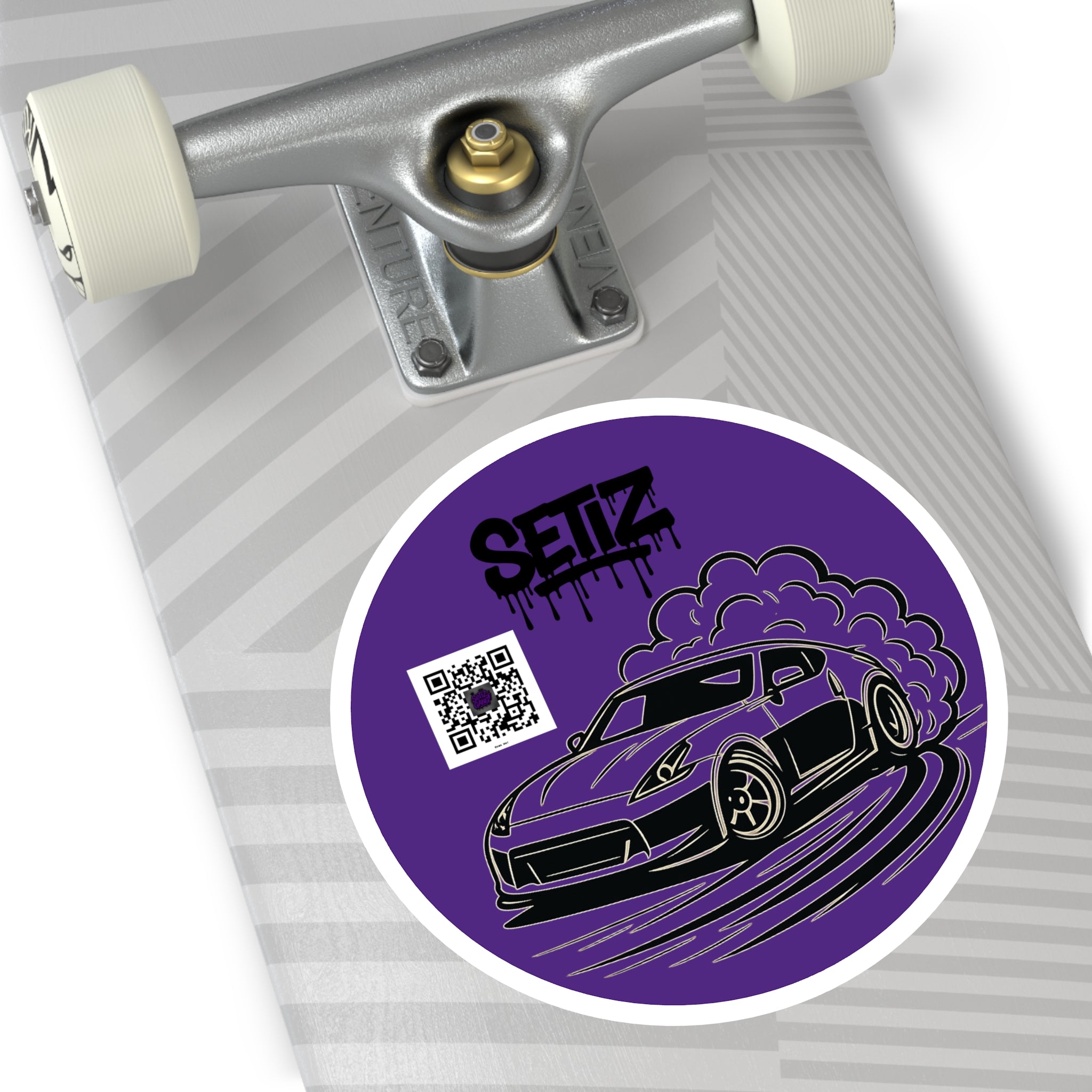 Car Enthusiast Round Stickers, Vivid Motorsport, Laptop Decals, Gift for Drivers, Custom Car Art, QR Code Style